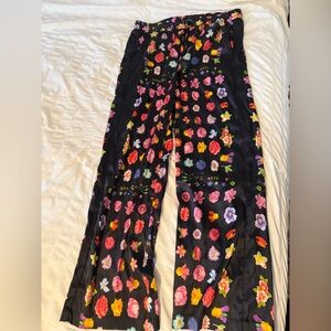Johnny Was Black Floral 100% silk pants